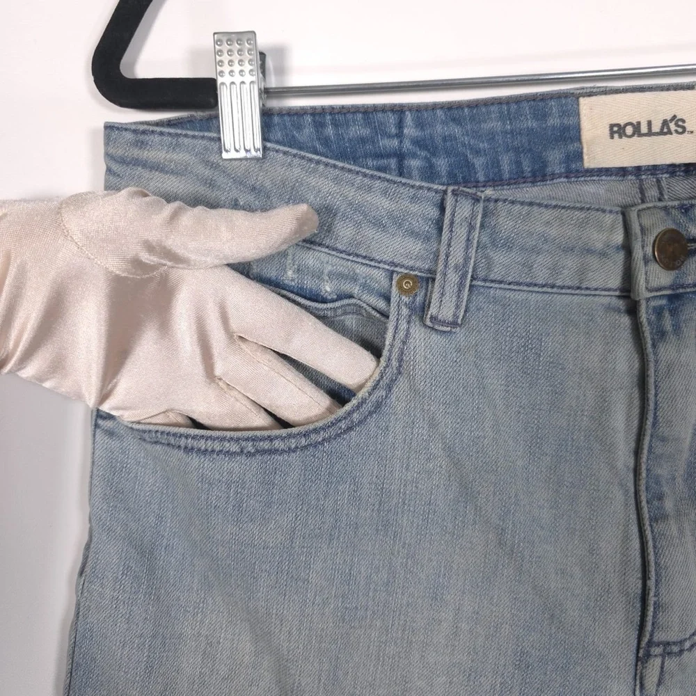ROLLAS New Men’s THIN CAPTAIN SLIM FIT Jeans Bush Fire Blue Distressed‎ 34x31